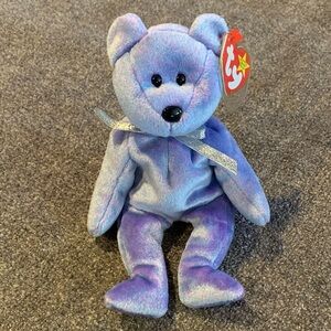 Ty beanie baby Lavender Plush Bear with Silver Ribbon